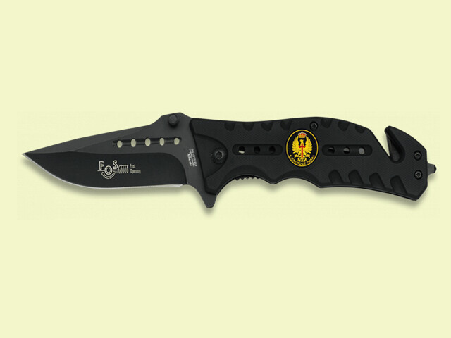 NAVAJA TACTICA METALICA NEGRA EJERCITO TIERRA 8 cm/hoja
