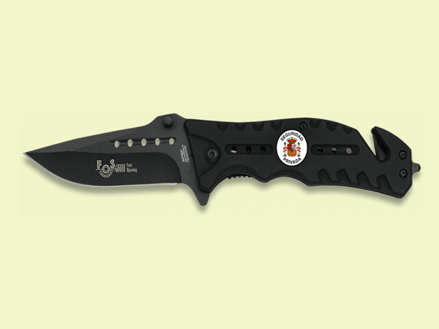 NAVAJA TACTICA METALICA NEGRA SEGURIDAD PRIVADA 8 cm/hoja