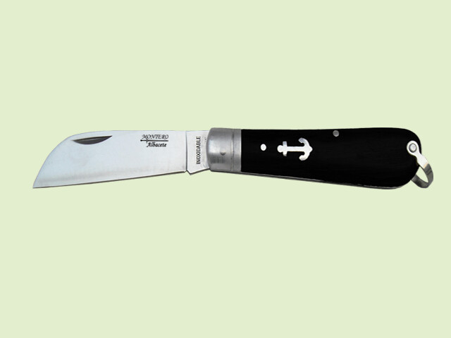 NAVAJA INOX. MARINERA NEGRA PUNTA LORO 8 cm/hoja