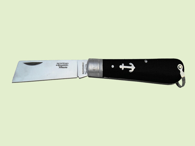 NAVAJA INOX. MARINERA NEGRA PUNTA CORTADA 8 cm/hoja