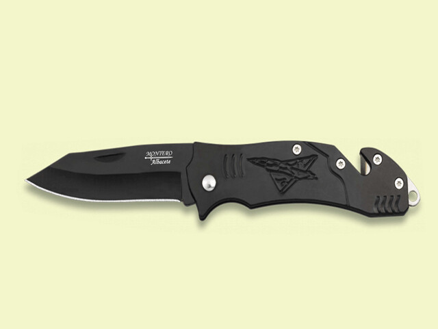 NAVAJA ECON. TACTICA NEGRA AVION ACERO 7 cm/hoja