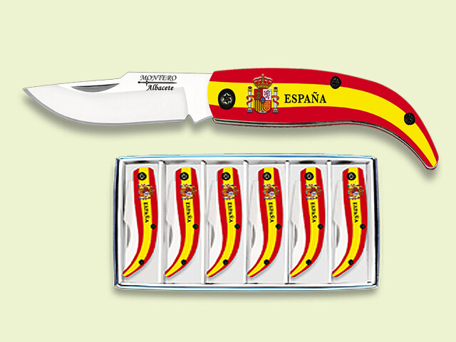 SET 6 NAVAJAS MANGO BANDERA ESCUDO ESPAÐA 6.5 cm/hoja