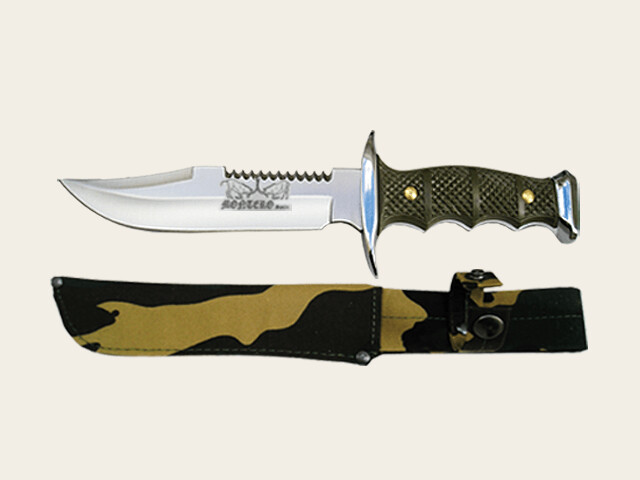 CUCHILLO DEPORTIVO CADETE FIBRA FUNDA CAMO 10 cm/hoja