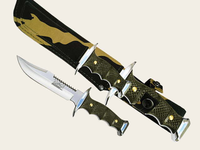 CUCHILLO DEPORTIVO CANGURO DOBLE FIBRA 21 y 10 cm/hoja