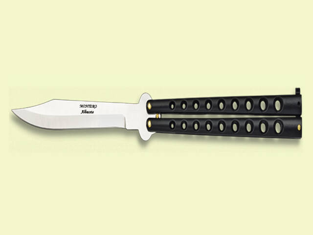 NAVAJA ABANICO GIGANTE MANGO NEGRO 15 cm/hoja