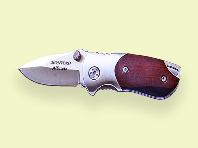 NAVAJA MANGO MADERA C/BLOQUEO VIROLA INOX. 4 cm./hoja