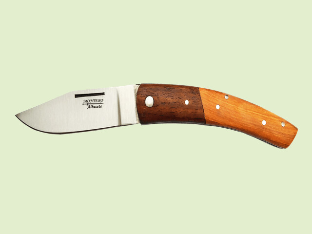 NAVAJA PISTON MANGO DOS MADERAS OLIVO 8.5 cm/hoja