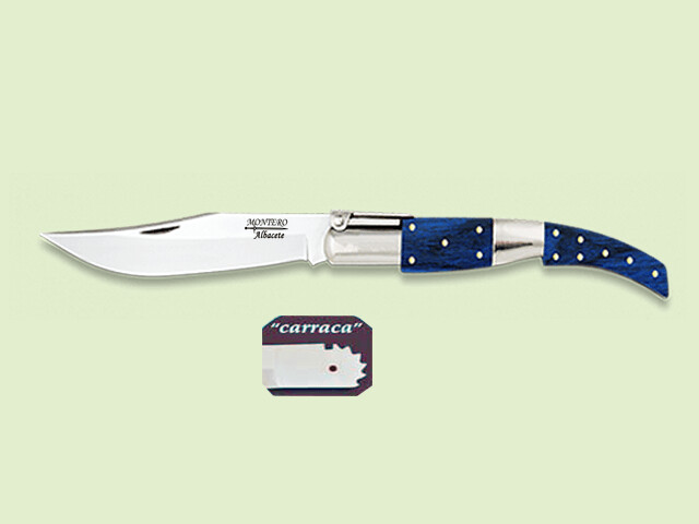 NAVAJA CARRACA ARABE MANGO INOX-MADERA AZUL 14 cm/hoja