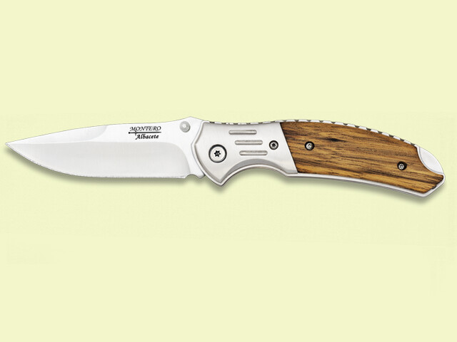 NAVAJA CAZA VIROLA INOX. MANGO MADERA  8.5 cm/hoja