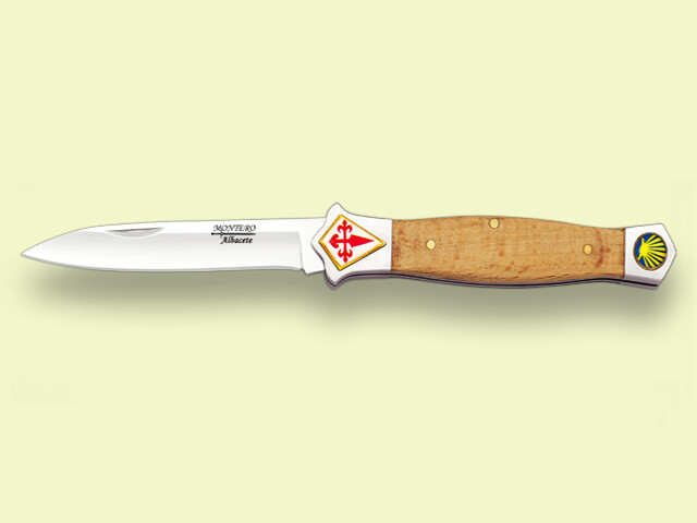 NAVAJA ESTILETE TEMPLARIO MADERA OLIVO 8 cm/hoja