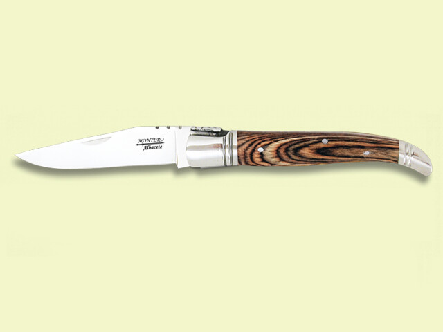 NAVAJA PISTON MANGO MADERA VIROLAS INOX. 9.5 cm/hoja