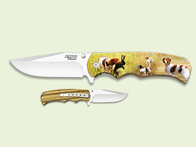 NAVAJA MADERA IMPRESION 3D PERRO CAZA 9 cm/hoja