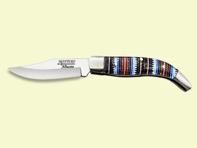 NAVAJA VIROLAS INOX MANGO METACRILATO AZUL 8 cm/hoja