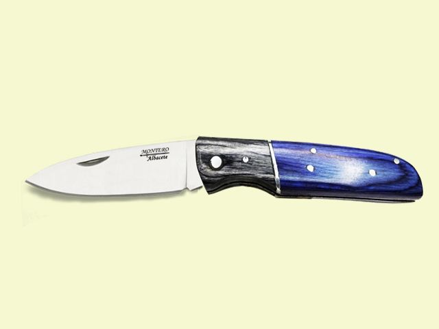 NAVAJA PISTON MANGO MADERAS AZUL-GRIS 8 cm/hoja