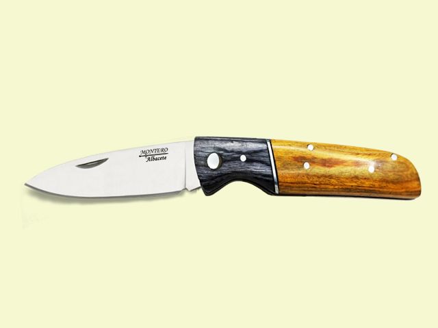 NAVAJA PISTON MANGO MADERAS NARANJA-GRIS 8 cm/hoja