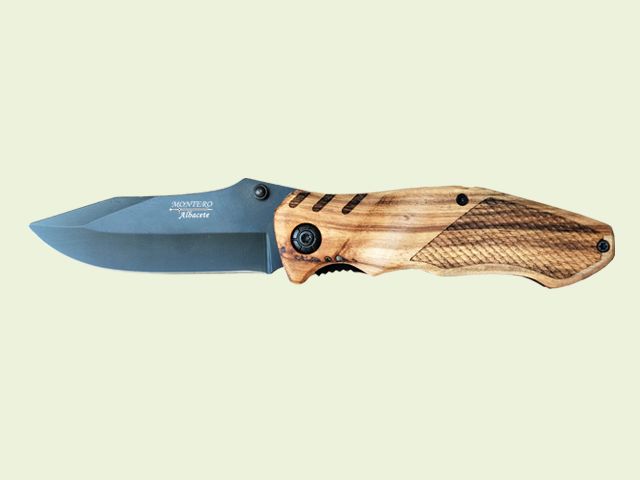 NAVAJA MANGO OLIVO Y HOJA NEGRA 8 cm/hoja