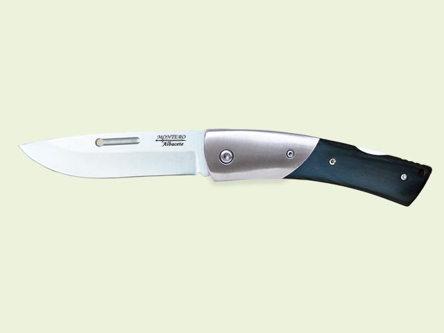 NAVAJA MANGO MADERA NEGRA VIROLA LARGA INOX. 8 cm/hoja