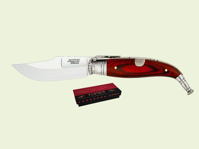 NAVAJA CLASICA PALANQUILLA MADERA ROJA 10 cm/hoja