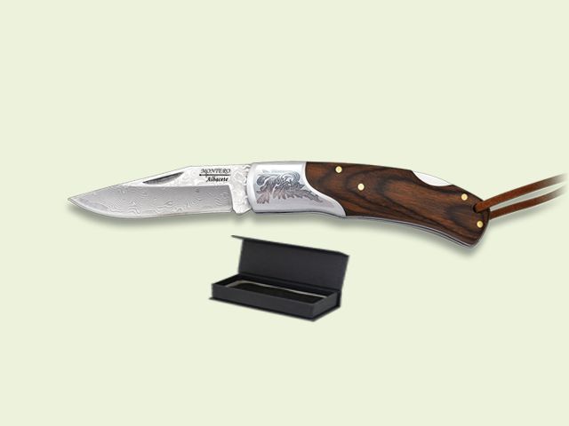 NAVAJA LUJO VIROLA INOX. MADERA 6.5 cm/hoja DAMASCO
