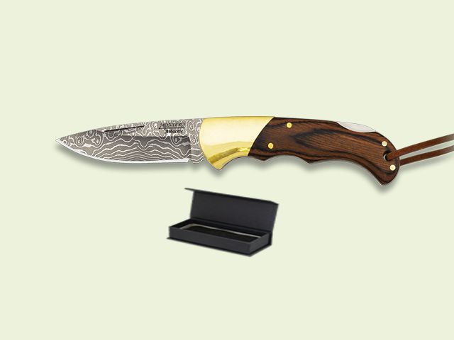 NAVAJA LUJO VIROLA ALPACA MADERA 6 cm/hoja DAMASCO