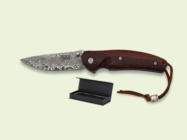 NAVAJA LUJO MANGO MADERA 7 cm/hoja DAMASCO