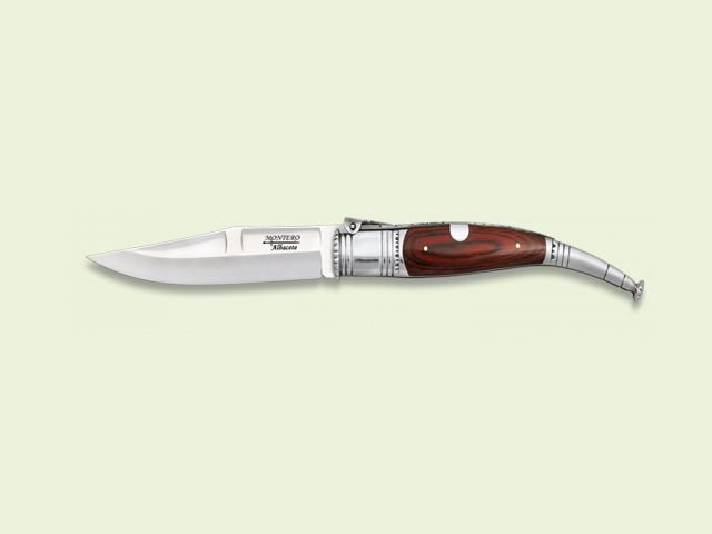NAVAJA CARRACA MANGO INOX. Y MADERA ROJA 12.5 cm/hoja