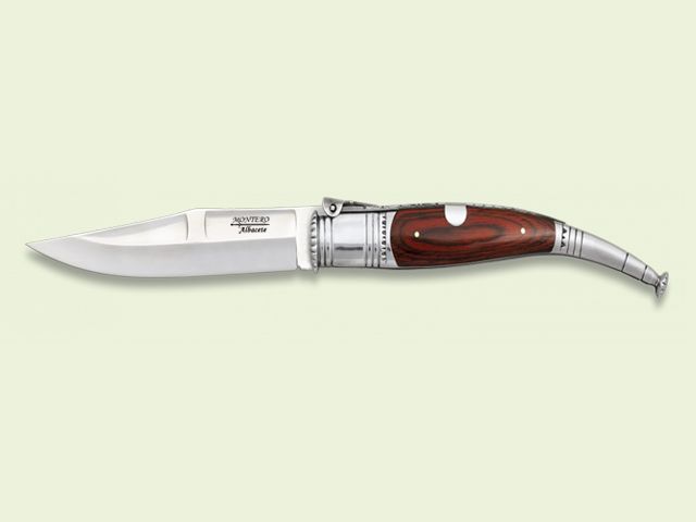 NAVAJA CARRACA MANGO INOX. Y MADERA ROJA 16 cm/hoja