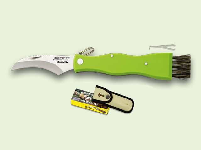 NAVAJA SETAS MANGO FIBRA VERDE 7.5 cm/hoja CON FUNDA