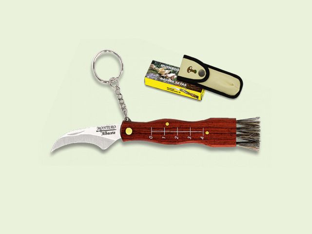 NAVAJA SETAS MANGO MADERA 6 cm/hoja CON FUNDA