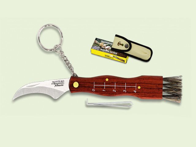 NAVAJA SETAS MANGO MADERA 7.5 cm/hoja CON FUNDA