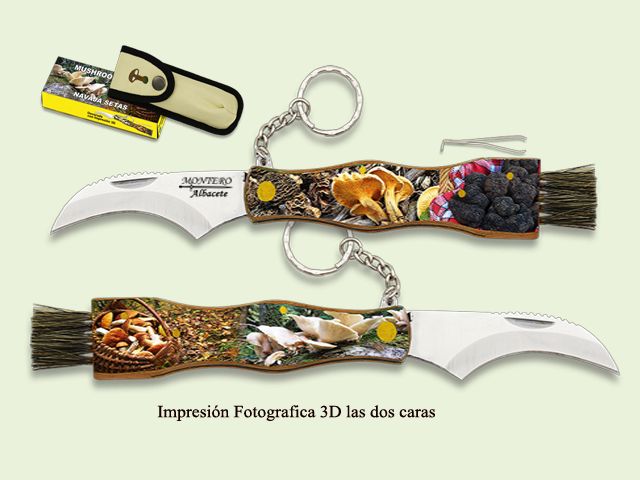 NAVAJA SETAS MADERA 7.5 cm/hoja CON FUNDA 3D DOS CARAS