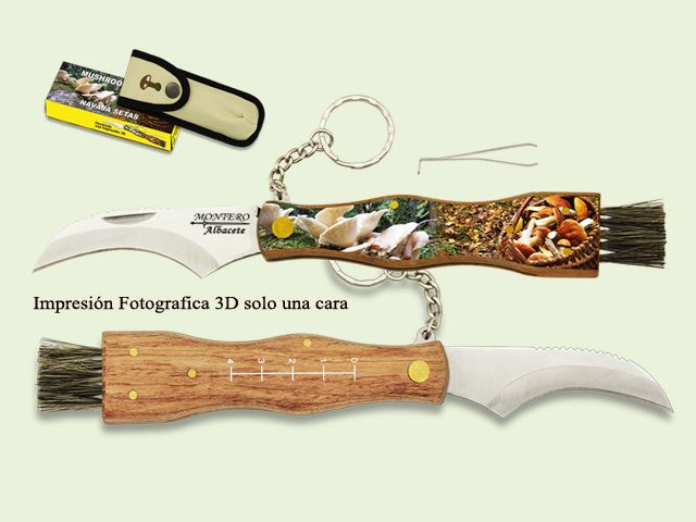 NAVAJA SETAS MADERA 7.5 cm/hoja CON FUNDA 3D UNA CARA