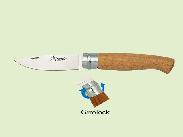 NAVAJA MANGO MADERA CON SEGURO GIROLOCK 10 cm/hoja