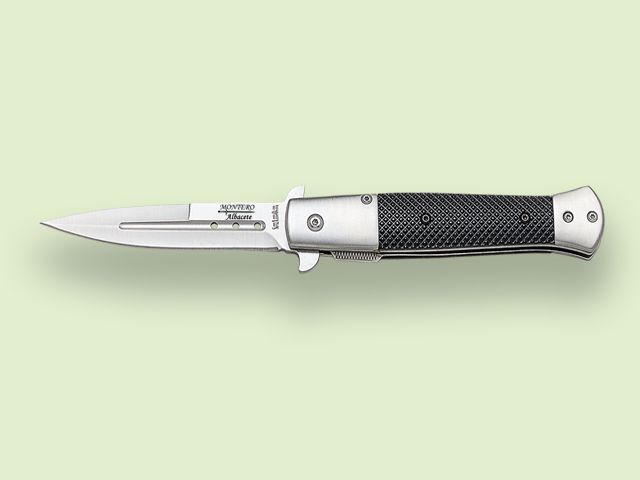NAVAJA APERT. ASIST. MANGO INOX.-NEGRO 8 cm/hoja