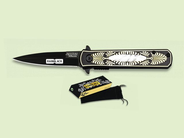 NAVAJA APERT. ASIST. MANGO NEGRO-NACAR 7.5 cm/hoja