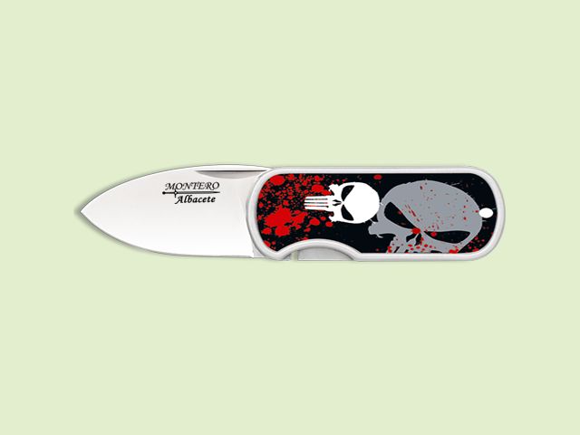 NAVAJA CLIP MANGO DECORADO CALAVERA 4 cm/hoja