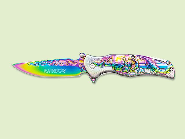 NAVAJA MANGO CALAVERA CON SERPIENTE 9 cm/hoja Titanium
