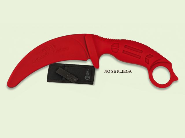 CUCHILLO KARAMBIT ENTRENAMIENTO K25 GOMA ROJA 10 cm/hoja