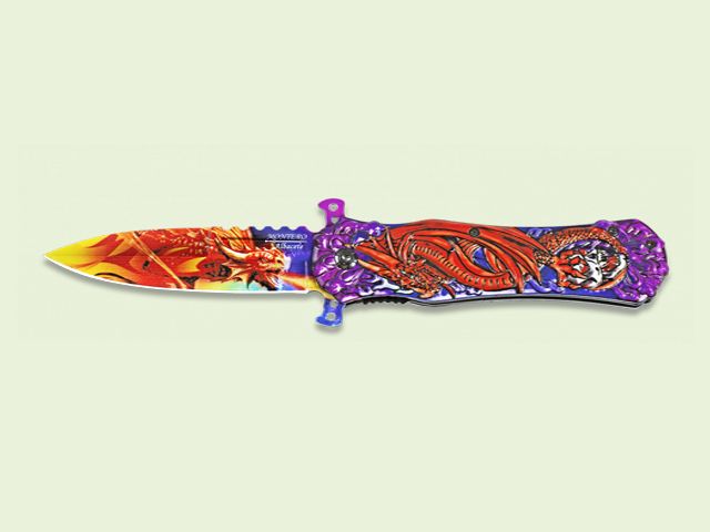 NAVAJA DECORADA 3D DRAGON CON RELIEVE 9 cm/hoja