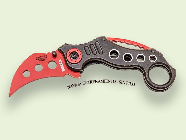 NAVAJA KARAMBIT ENTRENAMIENTO ALUMINIO ROJA 7.5 cm/hoja