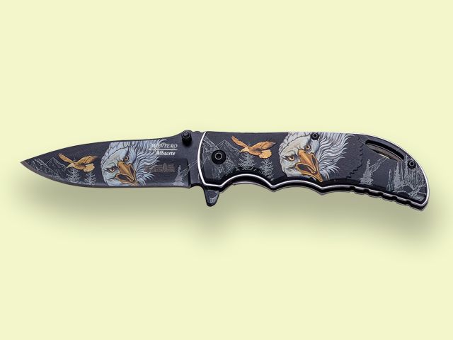 NAVAJA MANGO Y HOJA 3D AGUILA APERT. ASIST. 9 cm/hoja