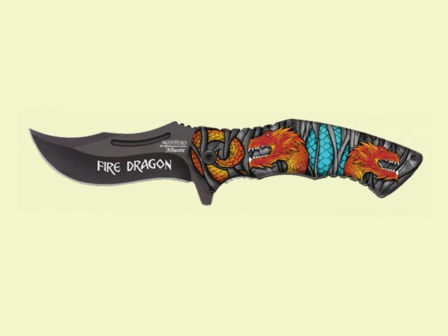 NAVAJA MANGO ABS FIRE DRAGON 3D 8.5 cm/hoja