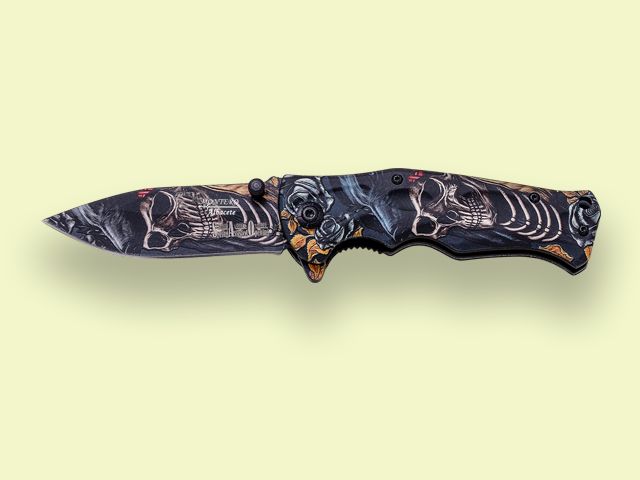 NAVAJA APERTURA ASISTIDA OSO CALAVERA 8.5 cm/hoja