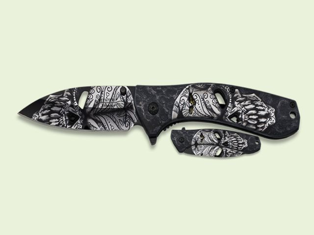 NAVAJA MANGO-HOJA CALAVERA NEGRA 9 cm/hoja
