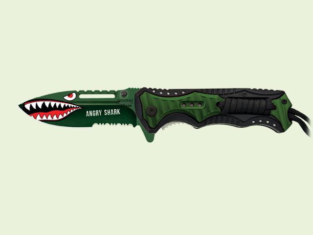 NAVAJA TACTICA ANGRY SHARK VERDE CORDON 9.5 cm/hoja