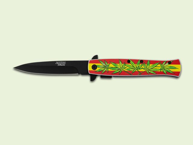 NAVAJA MANGO ABS 3D BANDERA ESPAÐA CON HOJAS 10 cm/hoja