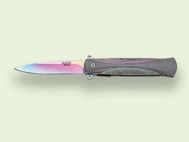 NAVAJA APERT. ASIST. MANGO INOX. 9 cm/hoja Titanio