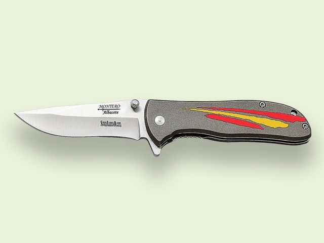 NAVAJA BLOQUEO MANGO GRIS BANDERA ESPAÐA 8 cm/hoja