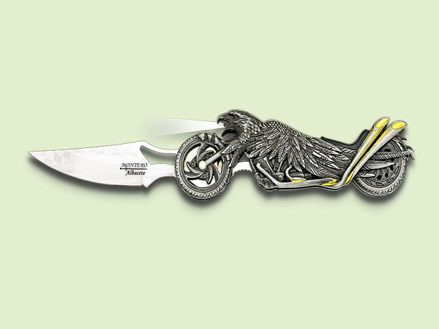 NAVAJA MOTO CON LUZ MANGO AGUILA 8.5 cm/hoja