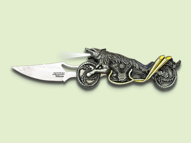 NAVAJA MOTO CON LUZ MANGO LOBO 8.5 cm/hoja